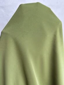 Rosumi Gaun Panjang Wanita Ukuran Besar untuk Liburan Musim Panas, Kasual, Warna Hijau Army Polos, Lengan Pendek, Belahan Samping, dan Tali Serut - Hijau Tentara - View 8
