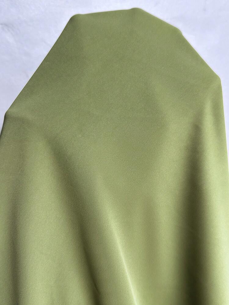 Plus Size Women's Summer Casual Vacation Solid Olive Green Short Sleeve Side Slit Drawstring Dress