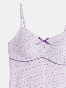 lacRébo Lilac Polka Dot Fitted Mini Dress With Straps Spring Summer Cute Dress Casual Holiday Dress French Dress Polkadot Dress - Purple - View 9