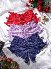 Set de 3 bragas sin entrepierna de encaje para tallas grandes - Multicolor - Ver 2