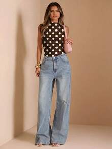 Body sin mangas con estampado floral para mujer, para el verano - Marrón 2 - Ver 4