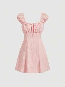 MOD Kleid mit Blumenstickerei, Rüschen, - Pink - Übersicht 2