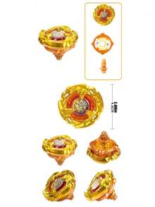 Metal Battle Spinner Gyro Set With Launcher, Rotating Metal Fighting Top Set, Classic Spinning Tops Battle Kit, Portable Outdoor Indoor Interactive Battle Gyro With Launcher - Gold - View 8
