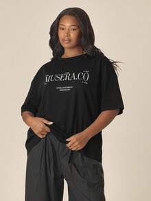 MUSERA Plus Size Graphic Plus Size Tshirt Spring Summer Cute Cosy Cottage Core Spring Dew Holiday - Black - View 1