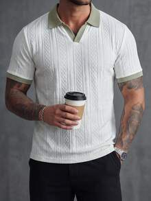 Manfinity Homme Men's White Short Sleeve Polo Shirt,Summer Casual Golf Office Work Commute,Old Money Vintage Streetwear,Versatile Relaxed Fit,Boyfriend Husband Gift - White - View 4