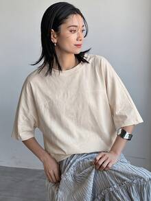 FRIFUL 女士宽松蝙蝠袖衬衫 - 米色 - 查看 2