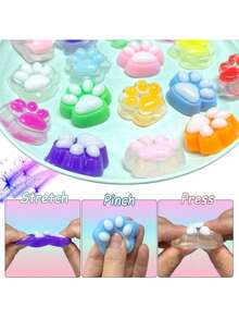 MINKOJA Stress Relief Toy Taba MINI Cat Paw, 1/5/10/20/30/40Pcs Squeeze Toy Paw, Cute Sensory Toys, Handmade Soft Silicone Sticky Toys, Bouncy Stress And Relaxation Toy, Stretchable Springy Cat Paw, Gifts For Girl,Birthday Gifts,Party Gift - Multicolor - View 7