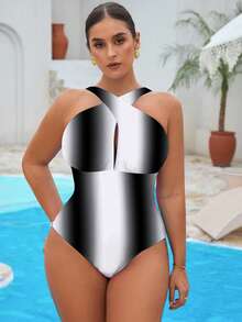 Swim Vcay Bộ đồ bơi 2 mảnh nhiều màu sắc dành cho nữ cỡ lớn, kiểu cổ yếm và váy quấn, thích hợp đi biển hoặc nghỉ dưỡng. - màu đen - Xem 4