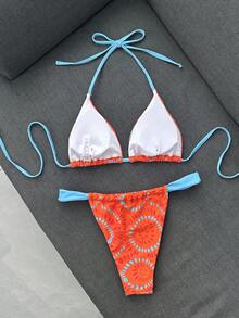 Swim Vcay Bộ bikini hai mảnh gợi cảm dành cho nữ, kiểu dây mảnh, cổ yếm, thích hợp cho kỳ nghỉ hè, đi biển. - Nhiều màu - Xem 2