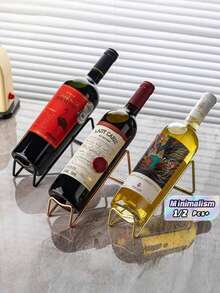 2 Pieces Desktop Wine Rack, Simple Metal Wine Bottle Rack, Wine Storage Rack, Wine Bottle Finishing Rack, Wine Bottle Storage, Perfect Wine Rack Stand, Desktop Wine Display Rack, Kitchen Home Decoration Gifts, Kitchenware, Perfect Gift For Wine Lovers, Suitable For Cabinets, Wineries, Bars, Wine Cabinets And Pantry. - Multicolor - View 1