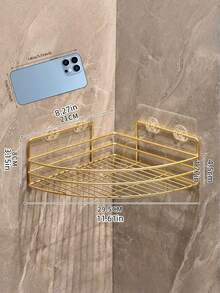 Bathroom Triangular Storage Rack Without Drilling Holes, Suitable For Showers, And For Storing Shampoo And Body Wash Products. - Gold - View 2