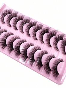 10 Cặp Mi Giả Lông Chồn 3D Xù Xíu Xù Tự Nhiên Làm Thủ Công Tạo Độ Dày Ấn Tượng Phụ Kiện Trang Điểm Không Thể Thiếu - Lông mi  mắt mèo - Xem 4