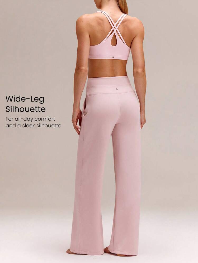 Modal Silk Touch Wide Leg High Waist Lounge Pants With Side Pockets Daily Casual   Spring Summer