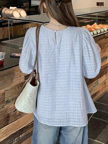 DAZY Women's Pink Round Neck A-Line Flare Sleeve Blouse - Baby Blue - View 7