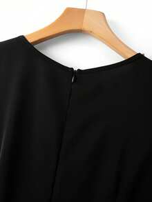 GlowEve CURVE Plus Size Sleeveless Solid Color A-Line Dress With Bubble Hem, Elegant Office Evening Party Wedding Guest Wear For Summer Black - Black - View 6