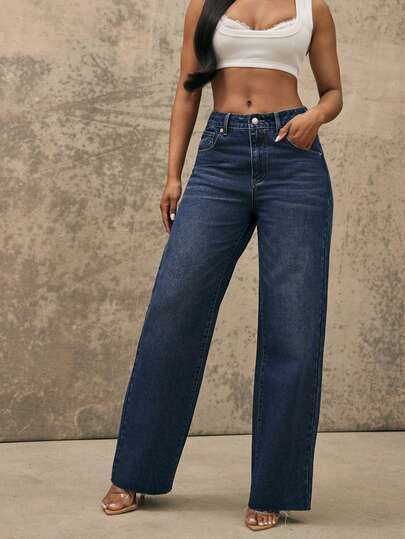 Denimoi Women's Casual Washed Straight-Leg Jeans