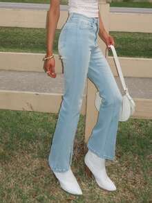Sydney Algeri Quần jean skinny nữ xẻ tà mùa hè - Rửa nhẹ - Xem 5