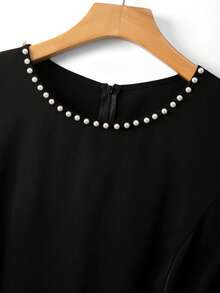 GlowEve CURVE Plus Size Sleeveless Solid Color A-Line Dress With Bubble Hem, Elegant Office Evening Party Wedding Guest Wear For Summer Black - Black - View 3