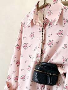 Resyla Camisa de mujer de manga larga con estampado floral, de un solo pecho, casual y versátil para uso diario - Multicolor - Ver 3