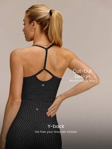 GLOWMODE Áo tank top cổ chữ T FeatherFit™ kiểu racerback, hỗ trợ nhẹ, tác động thấp, thích hợp cho yoga, pilates, tập luyện, mùa xuân và hè. - Đen và trắng - Xem 2