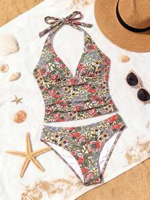 Swim Vcay Bộ đồ bơi tankini cổ yếm in hoa mùa hè dành cho nữ - Nhiều màu - Xem 6