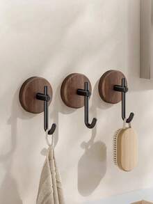 2PCS Self-Adhesive Walnut Wall Hooks Without Drilling Required, Suitable For Bathrooms And Kitchens - Multicolor - View 6