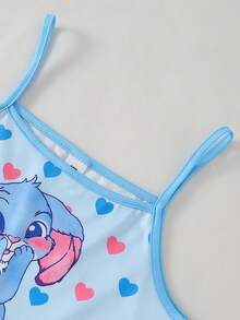 Elladie kids 【随机2套，共5套】女童甜美可爱优雅休闲舒适柔软亲肤春夏针织面料多色卡通兔子、爱心、花卉印花、涂鸦无袖吊带背心和短裤睡衣四件套 - 彩色 - 查看 7