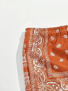 GENTILAND Quần short nam in họa tiết hạt điều, cạp chun có dây rút và túi hai bên. - trái cam - Xem 3