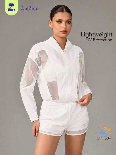 OutZeal Áo khoác chống nắng cho nữ, thích hợp tập luyện thể thao, phòng gym, chống tia UV, có lưới thoáng khí phía sau và mũ trùm đầu, thích hợp mặc ngoài trời.