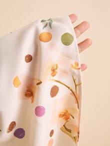 LOTSLUV Women's Spring/Summer Vacation Dress, Beige Floral Polka Dot All-Over Print, Round Neck Sleeveless Fitted Ruched Ruffle Hem Party Day Party Elegant - Multicolor - View 10