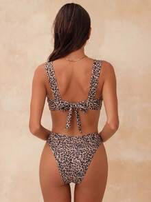 Bonvoyette Conjunto de bikini de moda con diseño de estampado de lunares para niñas, un éxito de en verano - Multicolor - Ver 2