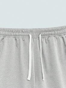 Modcrash Quần short Bermuda dệt kim unisex mùa xuân/hè, màu trơn, dáng rộng, thoải mái, thích hợp cho thể thao, tập thể dục, chạy bộ, đa năng, dành cho nam. - Màu Xám nhạt - Xem 3
