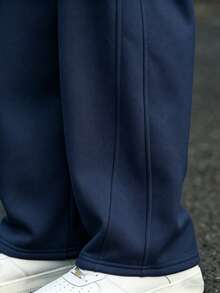 HUEFORM Men's Casual Sports Drawstring Waist Sweatpants, Solid Color, Minimalist, Versatile For Daily Commute - Navy Blue - View 7
