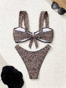 Bonvoyette Conjunto de bikini de moda con diseño de estampado de lunares para niñas, un éxito de en verano - Multicolor - Ver 6
