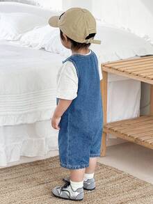 Bộ áo liền quần không tay cho bé trai, màu xanh navy. - Rửa nhẹ - Xem 2