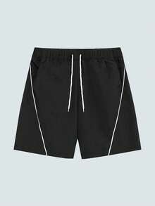 Modcrash Men's Summer Nylon Quick-Dry Drawstring Casual Shorts, Men's Loose Straight Lightweight Casual Pants - Black - View 1