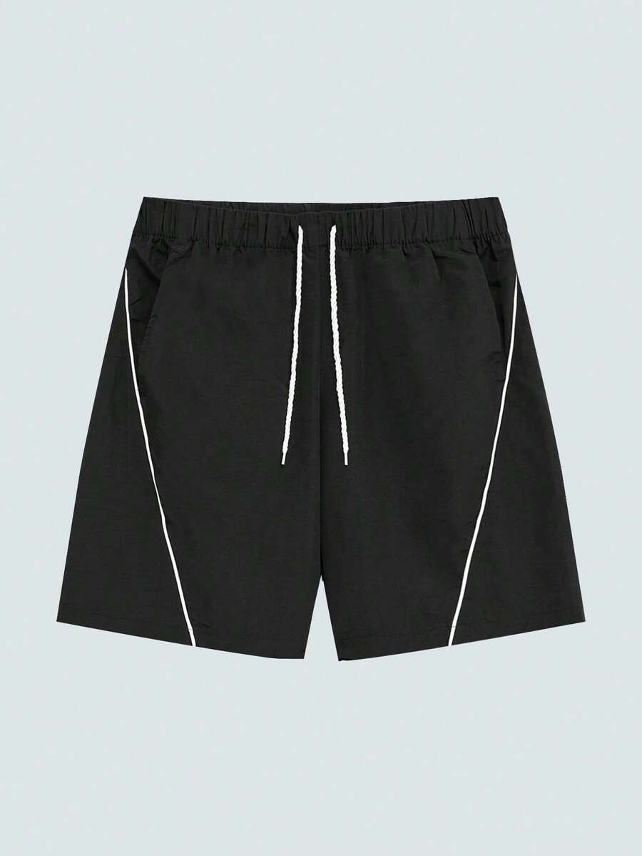 Modcrash Men's Summer Nylon Quick-Dry Drawstring Casual Shorts, Men's Loose Straight Lightweight Casual Pants - Black - View 1