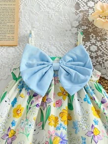 SHEIN Đầm midi không tay thời trang, thanh lịch, dễ thương cho bé gái, chất liệu vải dệt thoải mái với họa tiết bướm 3D cỡ lớn, hàng mới về mùa xuân/hè, thích hợp cho tiệc sinh nhật, mặc hàng ngày, đi nghỉ mát. - Nhiều màu - Xem 4