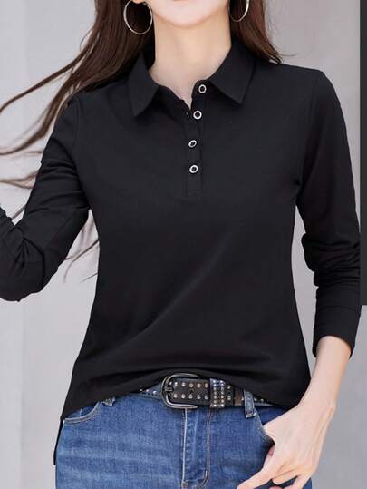Selamara T-shirt casual à manches longues unicolore pour femmes