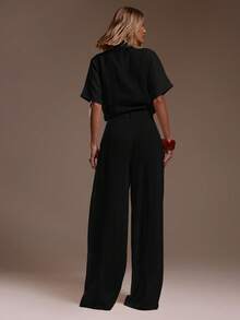 MUSERA Linen Zip Up Relaxed Jumpsuit Summer Ibiza Fits Holiday Vacation Beach Elegant - Black - View 3