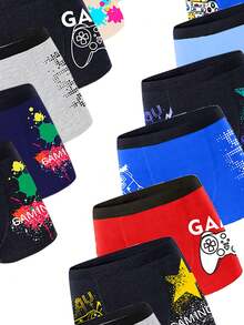 5pcs Boys' Comfortable Cotton Game Print Briefs - Multicolor - View 5