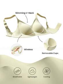 LUVLETTE Áo ngực không gọng Dream Curve 2ndSkin, ôm sát toàn diện, không đường may, hỗ trợ hai bên, thích hợp mặc ở nhà, áo ngực bralette, áo ngực không lộ đường viền, đồ lót tập luyện thể thao, áo ngực dán cơ bản, size Freedom. - Màu xanh Ô liu - Xem 6
