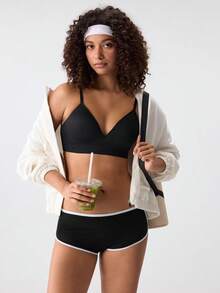 Loungeista Women's Sexy Supportive Wireless Seamless Soft Breathable Brafor Summerfor Summer - Black - View 10