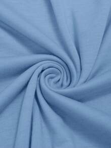 SHEIN LUNE CURVE 大码女式纯色褶皱休闲百搭日常吊带背心 - 藍色 - 查看 6