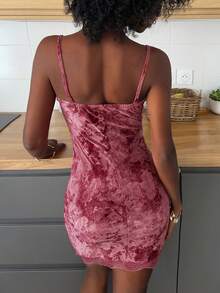 Livesso Women's Sweet Floral Lace Patchwork 3D Bow Decor Camisole Sexy Dress Summer Pajamas - Pink - View 2