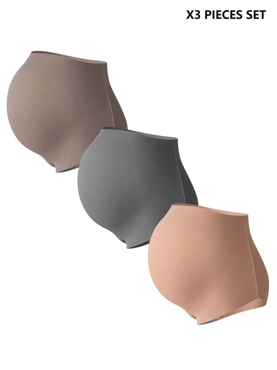 Bộ 3 chiếc quần lót bầu cỡ lớn, không đường may, cạp cao, màu trơn. - Nhiều màu - Xem 1