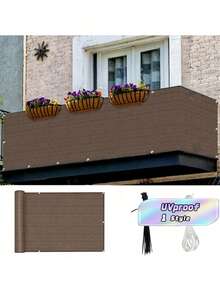 Fence Privacy Screen, Heavy Duty Outdoor Backyard Shade Windscreen Mesh Fabric, Privacy Fence Screen With Grommets, Outdoor Windscreen Fence Covering Privacy Screen UV Blockage For Backyard - brown - View 1