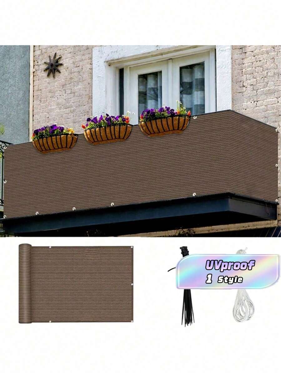 Fence Privacy Screen, Heavy Duty Outdoor Backyard Shade Windscreen Mesh Fabric, Privacy Fence Screen With Grommets, Outdoor Windscreen Fence Covering Privacy Screen UV Blockage For Backyard - brown - View 1