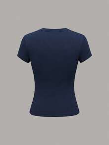 Plivvot Camiseta casual de mujer de manga corta de unicolor, versátil - Multicolor 10 - Ver 4