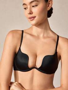 Veilyse Solid Adjustable Strap Underwire Bra, Lingerie - Black - View 5